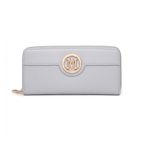 Miss Lulu Women's Grey Leather Look Purse - Stylish & Spacious Everyday Wallet | Elegant Design & Ample Storage - BEYRUN