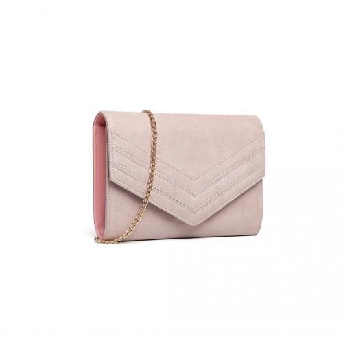 Miss Lulu Chevron Envelope Clutch Bag - Pink | Stylish Evening Accessory - BEYRUN