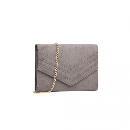 Miss Lulu Chevron Envelope Clutch Bag - Grey | Stylish Evening Accessory - BEYRUN