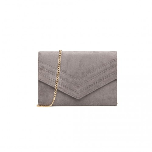 Miss Lulu Chevron Envelope Clutch Bag - Grey | Stylish Evening Accessory - BEYRUN