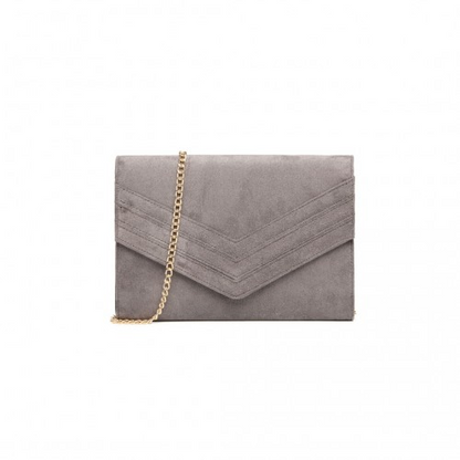 Miss Lulu Chevron Envelope Clutch Bag - Grey | Stylish Evening Accessory - BEYRUN