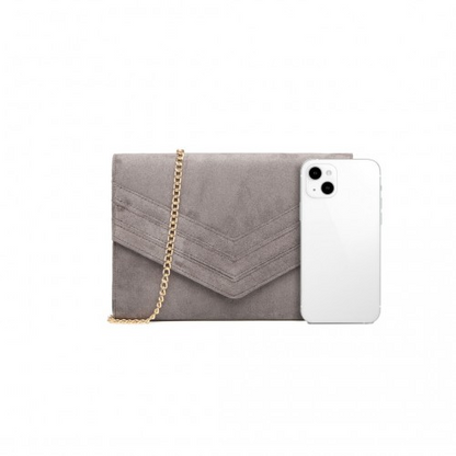 Miss Lulu Chevron Envelope Clutch Bag - Grey | Stylish Evening Accessory - BEYRUN