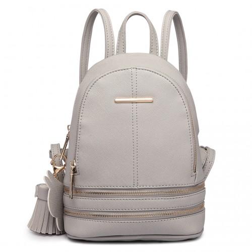 LT1705 - Miss Lulu PU Leather Look Small Fashion Backpack - Grey - BEYRUN