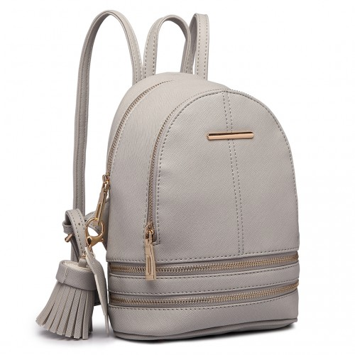 LT1705 - Miss Lulu PU Leather Look Small Fashion Backpack - Grey - BEYRUN