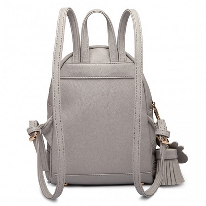 LT1705 - Miss Lulu PU Leather Look Small Fashion Backpack - Grey - BEYRUN