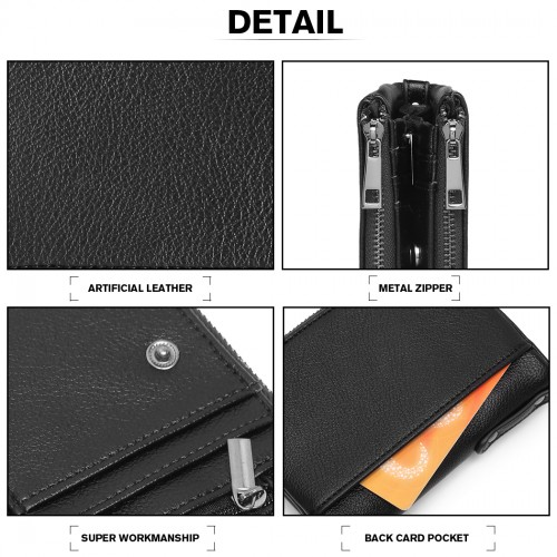 Miss Lulu Leather Look Wallet - Black | Premium Quality Artificial Leather Wallet for Men and Women - BEYRUN