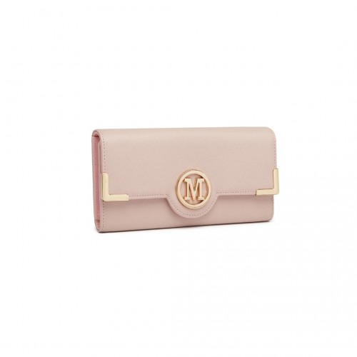 Miss Lulu Leather Look Classic Long Purse in Pink - Compact and Stylish for Every Occasion - BEYRUN