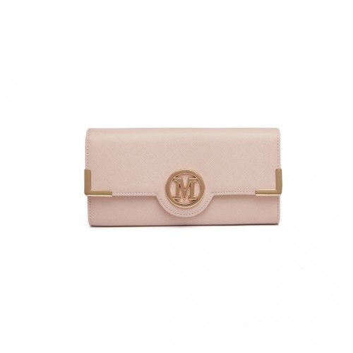 Miss Lulu Leather Look Classic Long Purse in Pink - Compact and Stylish for Every Occasion - BEYRUN