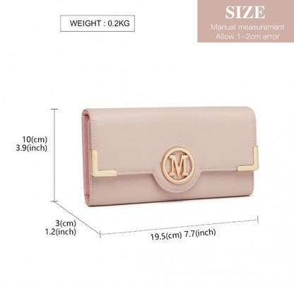 Miss Lulu Leather Look Classic Long Purse in Pink - Compact and Stylish for Every Occasion - BEYRUN