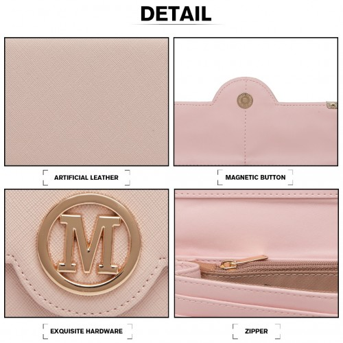 Miss Lulu Leather Look Classic Long Purse in Pink - Compact and Stylish for Every Occasion - BEYRUN