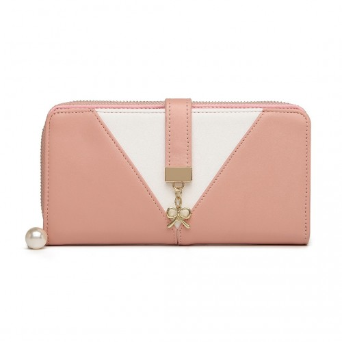 Miss Lulu Two Tone Women's Leather Look Clutch Purse - Pink | Elegant & Practical - BEYRUN