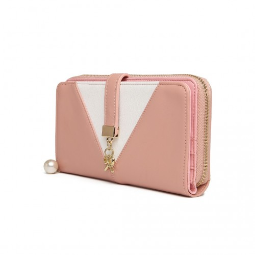 Miss Lulu Two Tone Women's Leather Look Clutch Purse - Pink | Elegant & Practical - BEYRUN