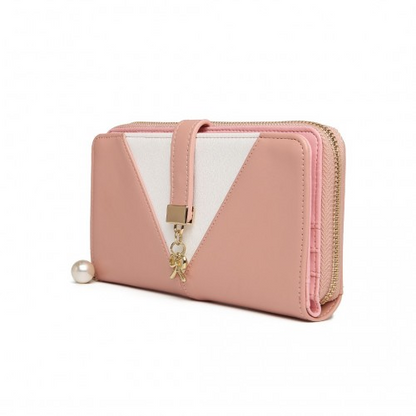 Miss Lulu Two Tone Women's Leather Look Clutch Purse - Pink | Elegant & Practical - BEYRUN