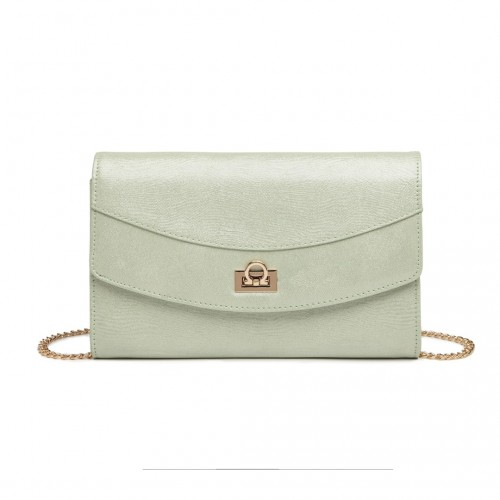 Miss Lulu Elegant Flap Clutch Leather Chain Evening Bag - Green - BEYRUN