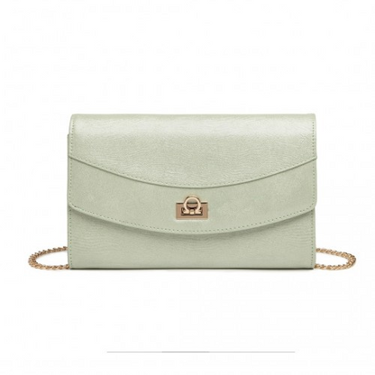 Miss Lulu Elegant Flap Clutch Leather Chain Evening Bag - Green - BEYRUN