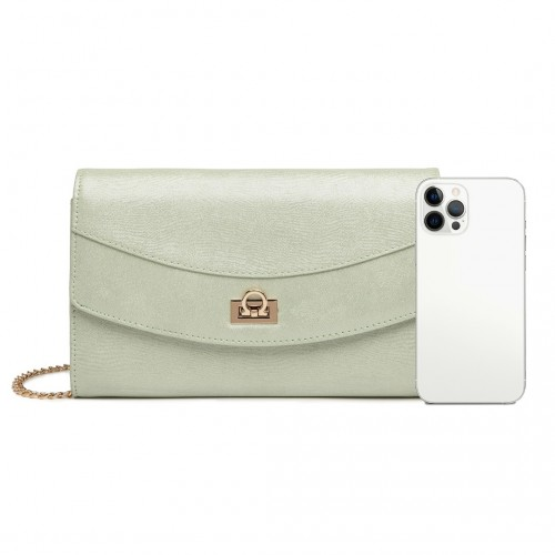 Miss Lulu Elegant Flap Clutch Leather Chain Evening Bag - Green - BEYRUN