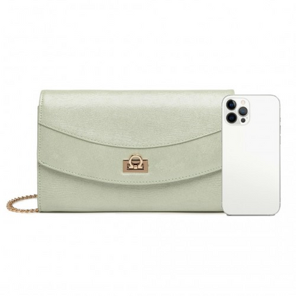 Miss Lulu Elegant Flap Clutch Leather Chain Evening Bag - Green - BEYRUN