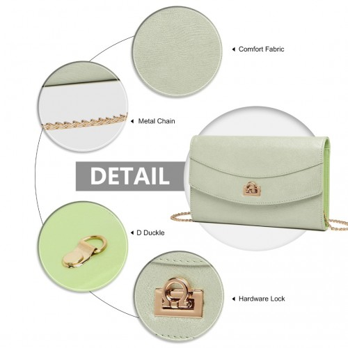 Miss Lulu Elegant Flap Clutch Leather Chain Evening Bag - Green - BEYRUN