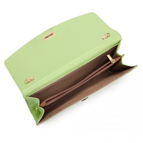 Miss Lulu Elegant Flap Clutch Leather Chain Evening Bag - Green - BEYRUN