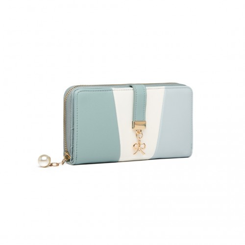 Miss Lulu Tri Colour Women's Leather Look Purse - Light Blue | Stylish & Spacious - BEYRUN