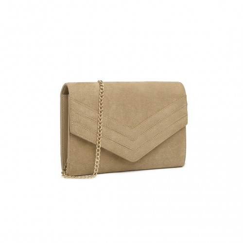 Elegant Light Brown Chevron Envelope Clutch Bag - MISS LULU LP1963 - BEYRUN