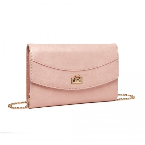 Miss Lulu Elegant Flap Clutch Leather Chain Evening Bag - Pink | Stylish & Versatile - BEYRUN