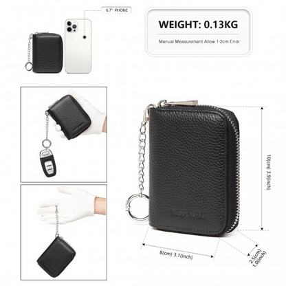 Miss Lulu RFID Blocking Basic Zip Around Wallet - Black | Genuine Leather, Secure & Stylish - BEYRUN