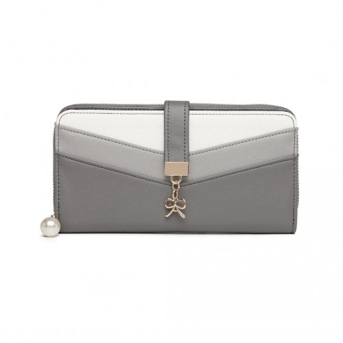 Miss Lulu Mixed Colour Women's Leather Look Clutch Purse - Grey | Elegant & Functional - BEYRUN