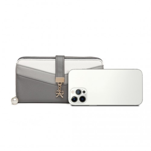 Miss Lulu Mixed Colour Women's Leather Look Clutch Purse - Grey | Elegant & Functional - BEYRUN