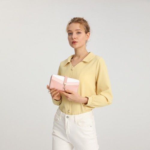 Miss Lulu Mixed Colour Women's Leather Look Clutch Purse - Pink | Elegant and Functional - BEYRUN