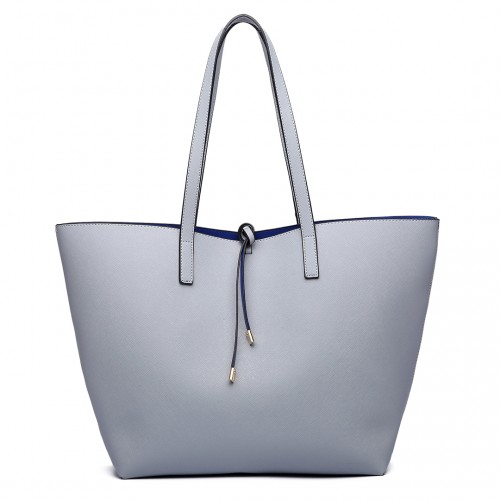 Miss Lulu Women Reversible Contrast Shopper Tote Bag - Stylish & Versatile Grey Tote - BEYRUN