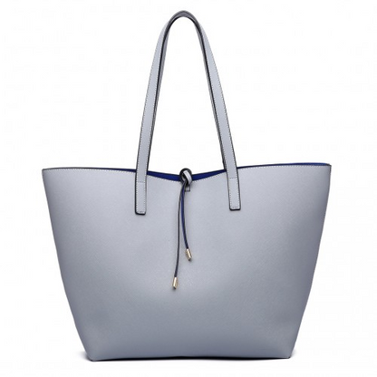 Miss Lulu Women Reversible Contrast Shopper Tote Bag - Stylish & Versatile Grey Tote - BEYRUN