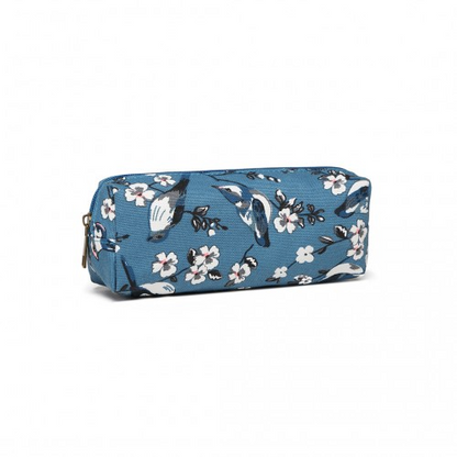 PC-16J D BE- Miss Lulu Canvas Pencil Case Birds dark blue - BEYRUN