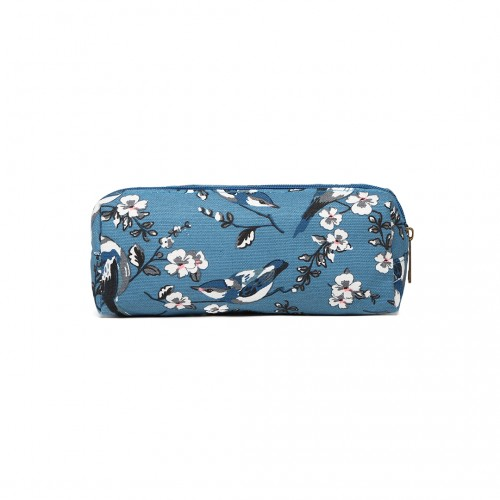 PC-16J D BE- Miss Lulu Canvas Pencil Case Birds dark blue - BEYRUN