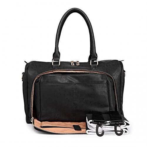 Miss Lulu Leather Look Maternity Changing Shoulder Bag Black - Stylish, Practical, and Durable - BEYRUN