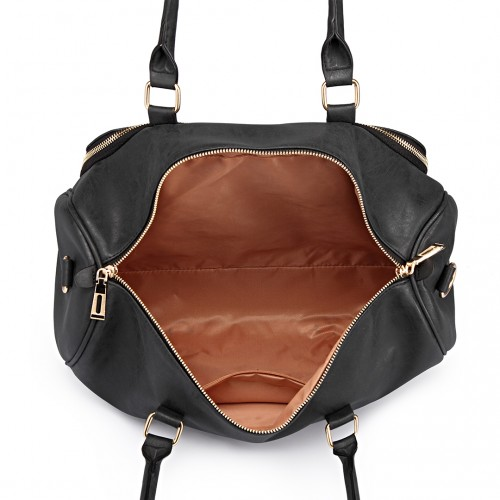 Miss Lulu Leather Look Maternity Changing Shoulder Bag Black - Stylish, Practical, and Durable - BEYRUN