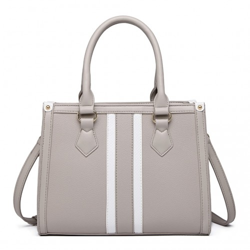 Miss Lulu Elegant Grey Striped Crossbody Tote Bag – Stylish and Spacious - BEYRUN