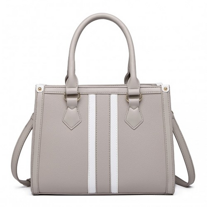 Miss Lulu Elegant Grey Striped Crossbody Tote Bag – Stylish and Spacious - BEYRUN