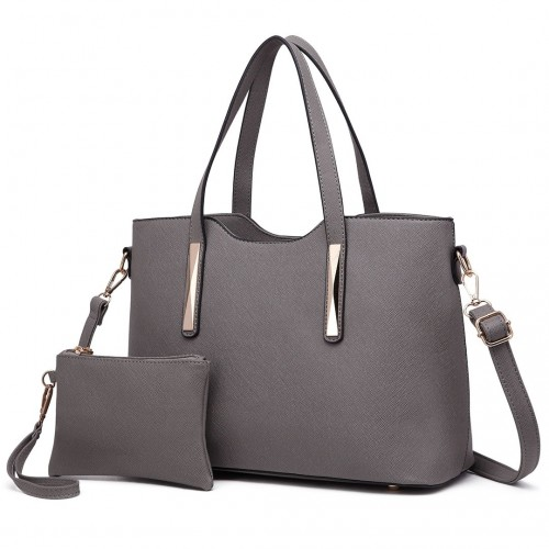 Miss Lulu Grey PU Leather Handbag & Purse - Stylish and Spacious | High-Quality Women's Bag - BEYRUN