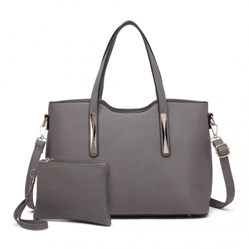 Miss Lulu Grey PU Leather Handbag & Purse - Stylish and Spacious | High-Quality Women's Bag - BEYRUN