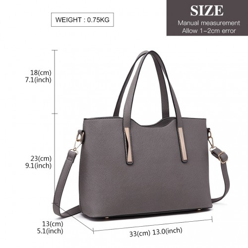 Miss Lulu Grey PU Leather Handbag & Purse - Stylish and Spacious | High-Quality Women's Bag - BEYRUN