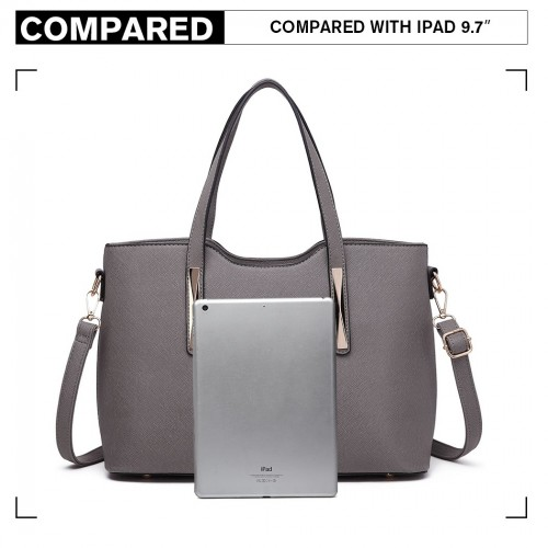 Miss Lulu Grey PU Leather Handbag & Purse - Stylish and Spacious | High-Quality Women's Bag - BEYRUN