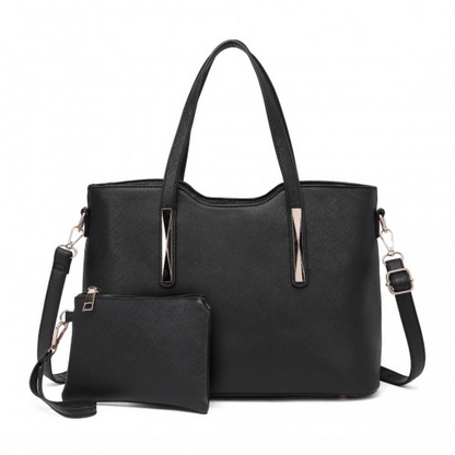 Miss Lulu Women's Black PU Leather Handbag & Purse Set - Elegant, Spacious & Versatile - BEYRUN