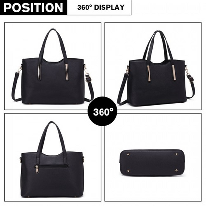 Miss Lulu Women's Black PU Leather Handbag & Purse Set - Elegant, Spacious & Versatile - BEYRUN