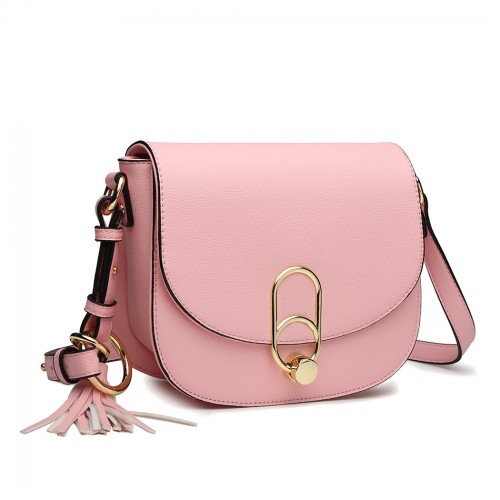 Miss Lulu Cross Body Saddle Bag - Pink | High Quality PU Leather | Elegant & Durable - BEYRUN