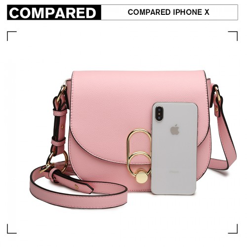 Miss Lulu Cross Body Saddle Bag - Pink | High Quality PU Leather | Elegant & Durable - BEYRUN