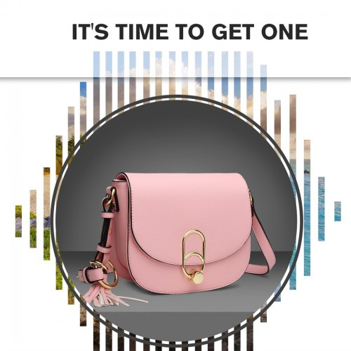 Miss Lulu Cross Body Saddle Bag - Pink | High Quality PU Leather | Elegant & Durable - BEYRUN