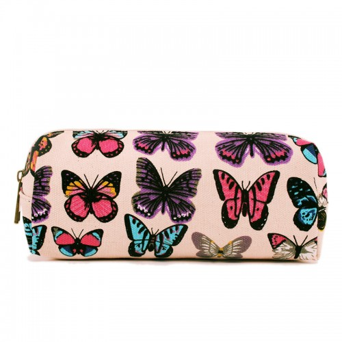 PC-B - Miss Lulu Canvas Pencil Case Butterfly Pink - BEYRUN