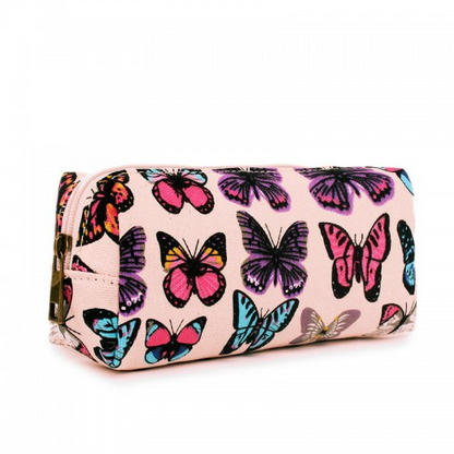 PC-B - Miss Lulu Canvas Pencil Case Butterfly Pink - BEYRUN