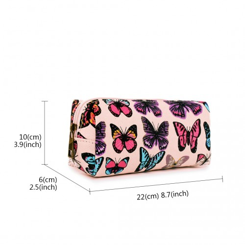 PC-B - Miss Lulu Canvas Pencil Case Butterfly Pink - BEYRUN